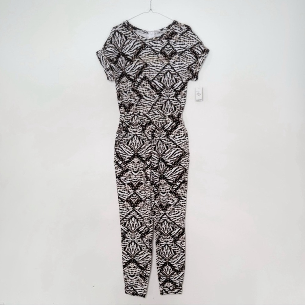NWT Y2K 90s Bebe Woman Tribal Animal Print Jumpsuit XS Boho Eclectic Country